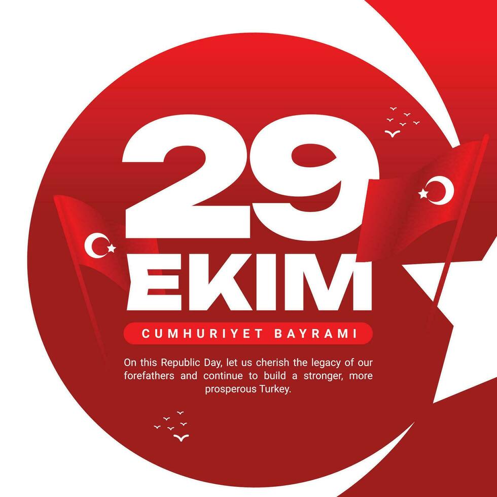 29 Ekim Cumhuriyet bayrami kutlu olsun means National Republic Day of turkey celebration Social Media Post Template Design vector