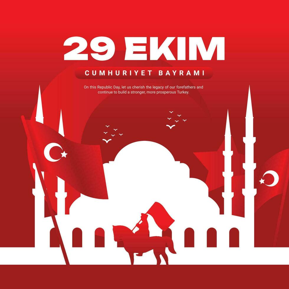 29 Ekim Cumhuriyet bayrami kutlu olsun means National Republic Day of turkey celebration Social Media Post Template Design vector