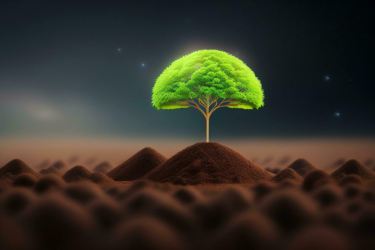 Growing plant tree in neutral background Close-Up of Fresh Green nature with ai generated photo