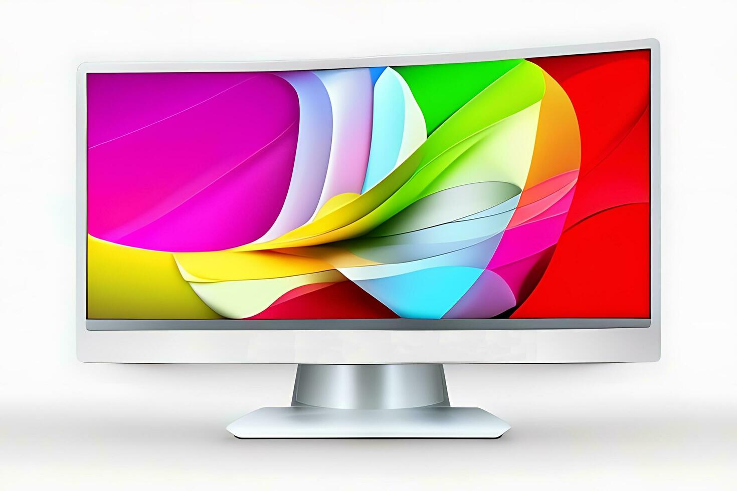 Modern colorful wide and square desktop computer monitor screen. AI Generated photo