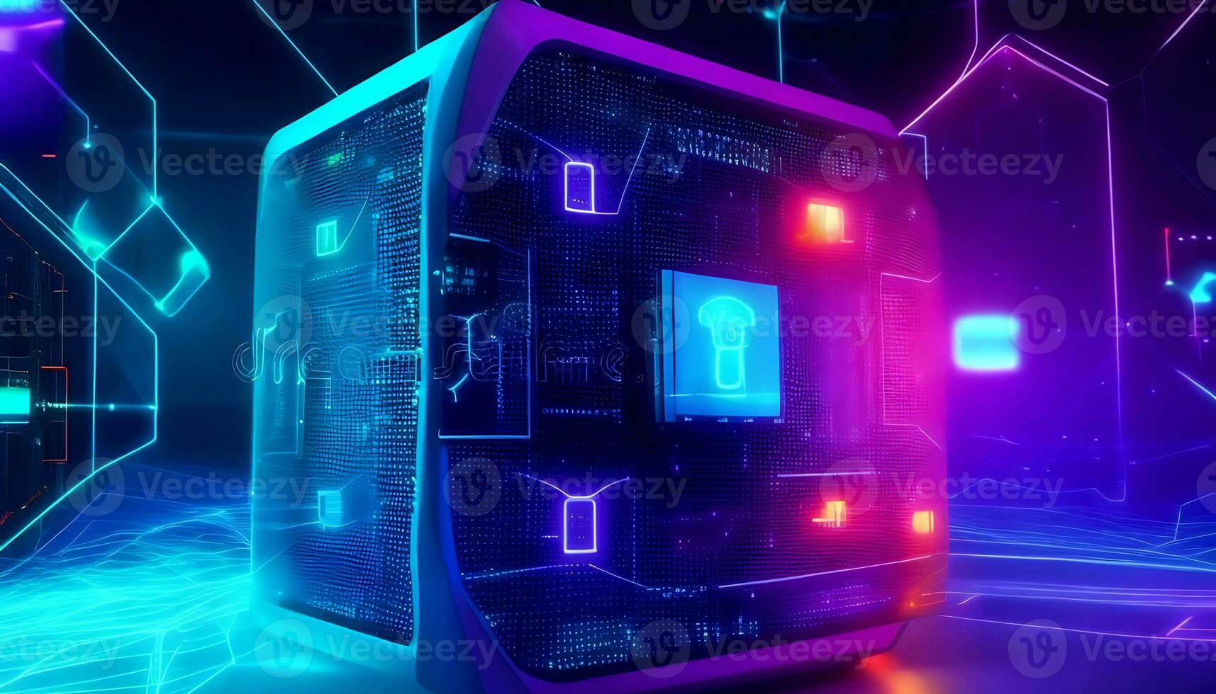 Communication technology and cyber security Background with generative AI photo