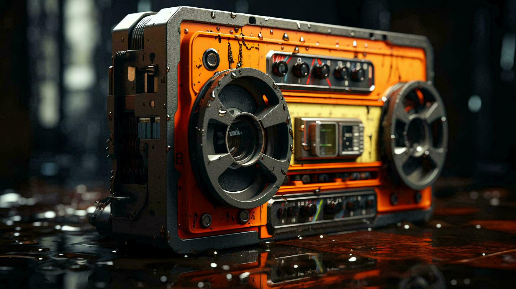 Old stylish vintage retro audio cassette poster from the 80s 90s photo