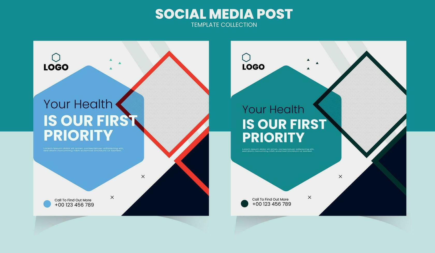 Medical Health Social Media Post Template vector