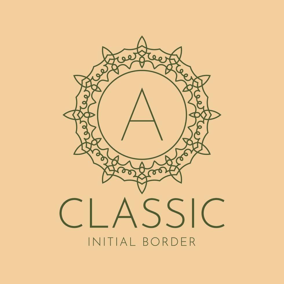 letter A classic circular border vector logo design