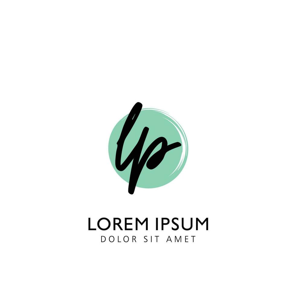 LP Initial Handwriting Circle Brush Template Design vector