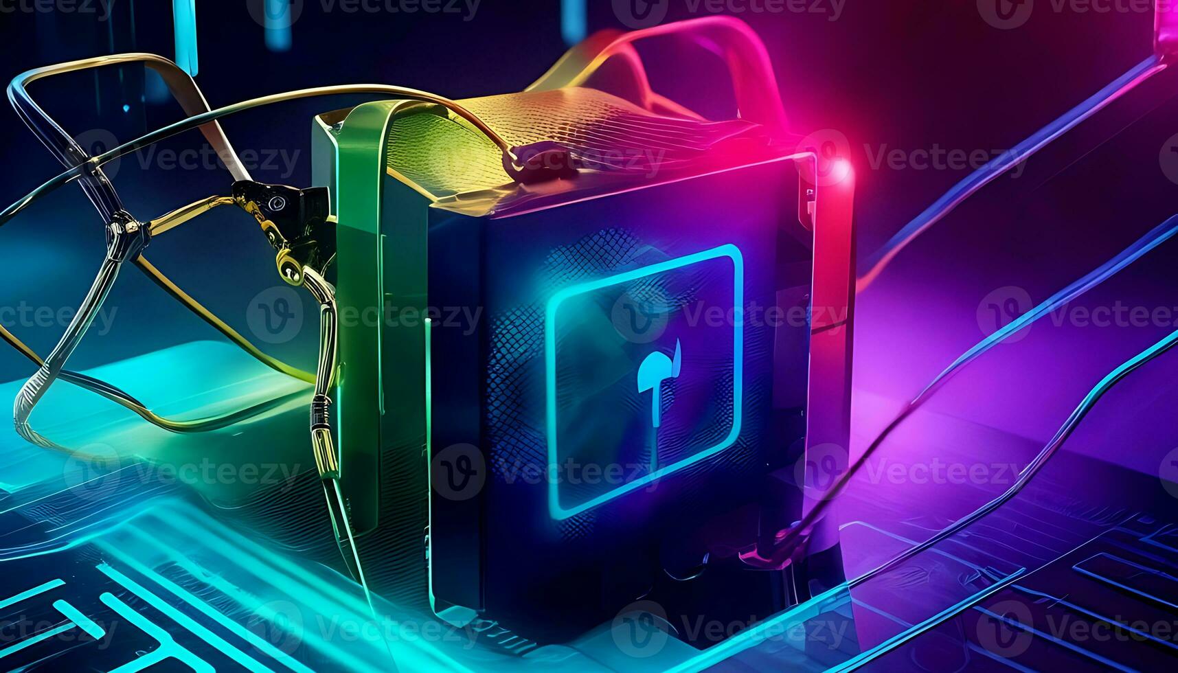 Communication technology and cyber security Background with generative AI photo