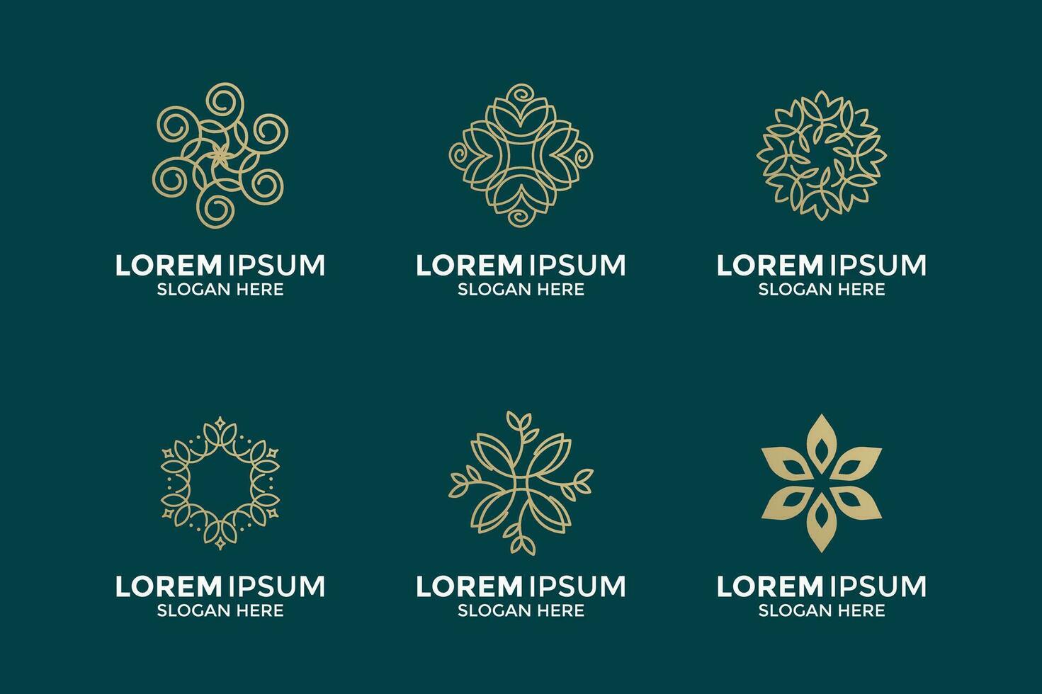 collection of luxurious and elegant flower logos vector