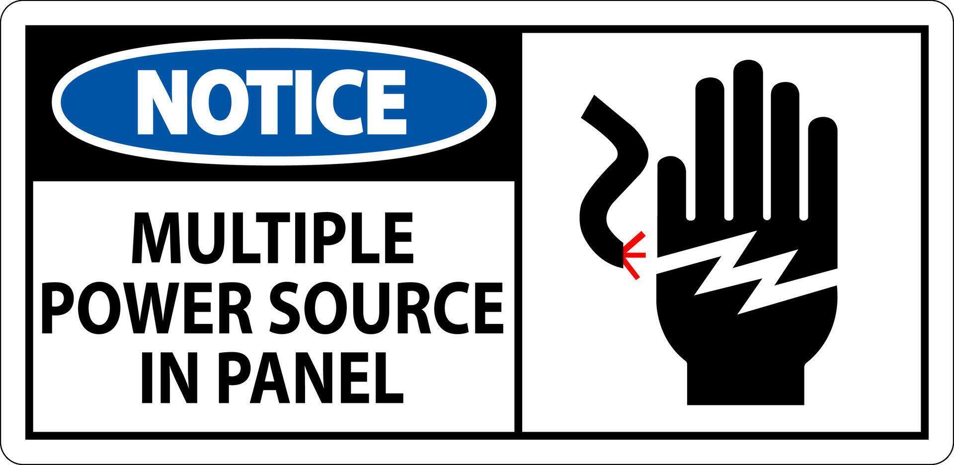 Notice Sign Multiple Power Source In Panel vector
