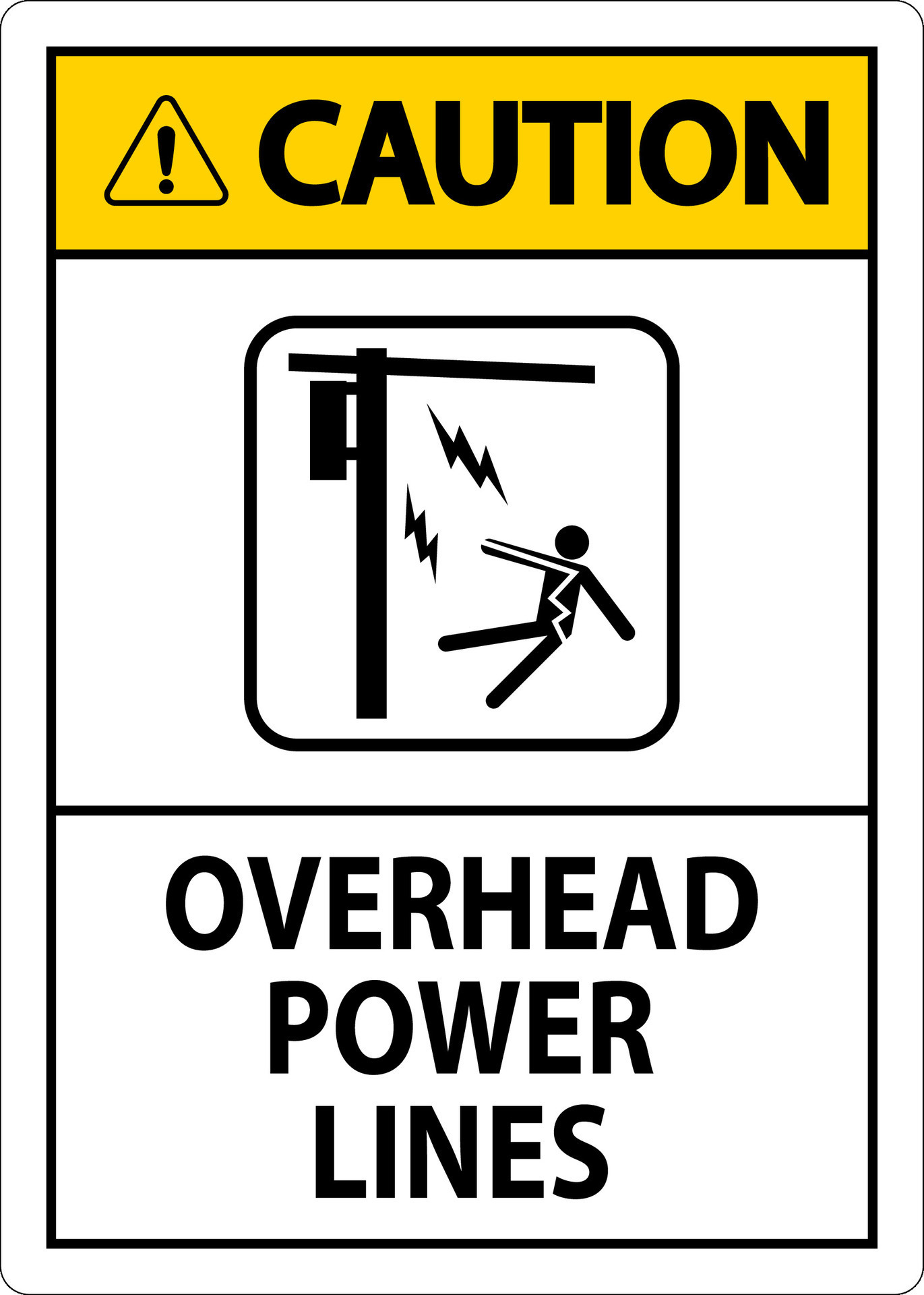 Caution Sign Overhead Power Lines 29097306 Vector Art at Vecteezy