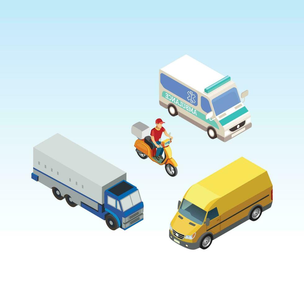 Car, Van, Ambulance Digital Vector Design