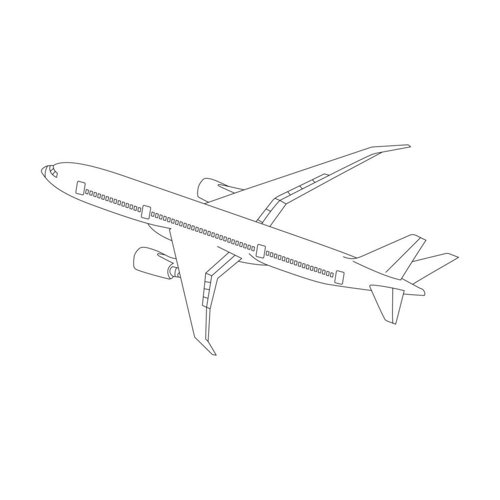 Airplane Line Art Free Vector Digital Outline