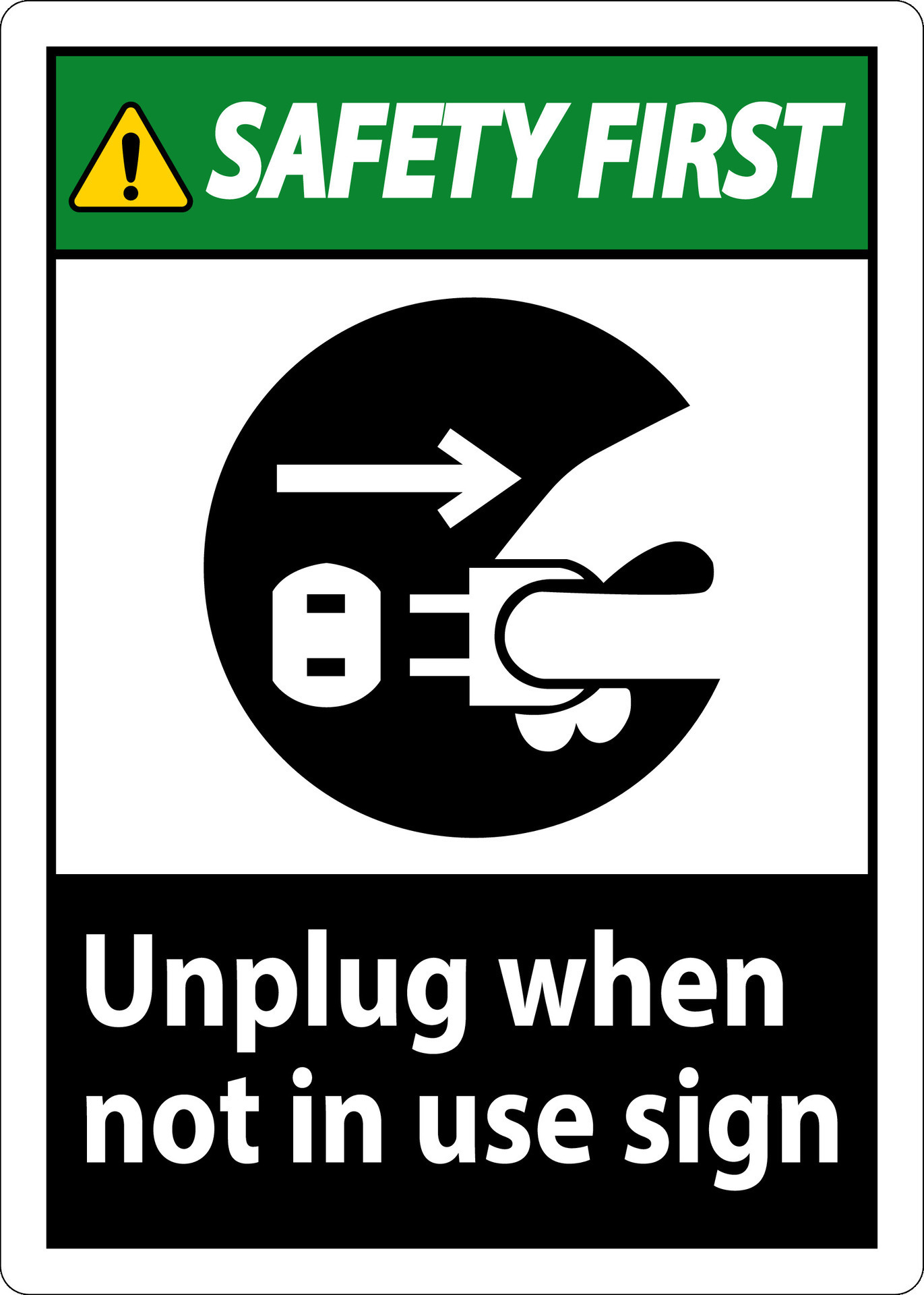 Safety First Unplug When Not In Use Symbol Sign 29097518 Vector Art at