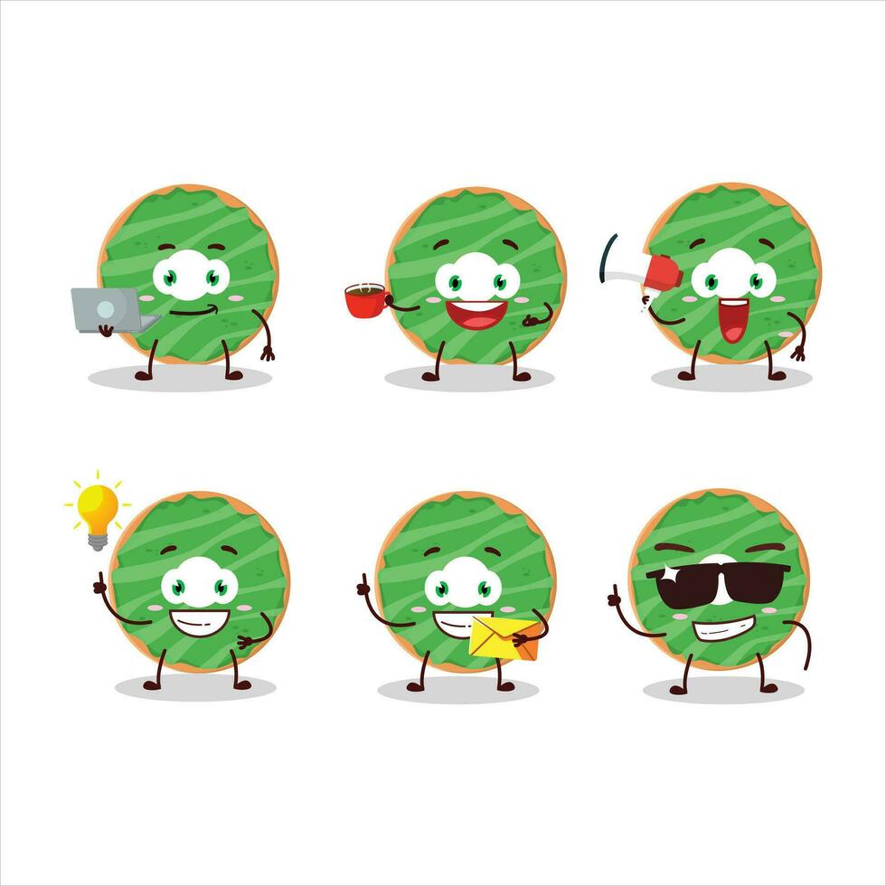 Cocopandan donut cartoon character with various types of business emoticons vector