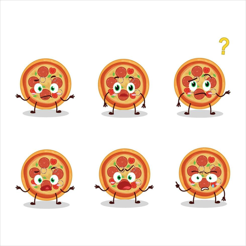 dibujos animados personaje de carne de vaca Pizza con qué expresión vector