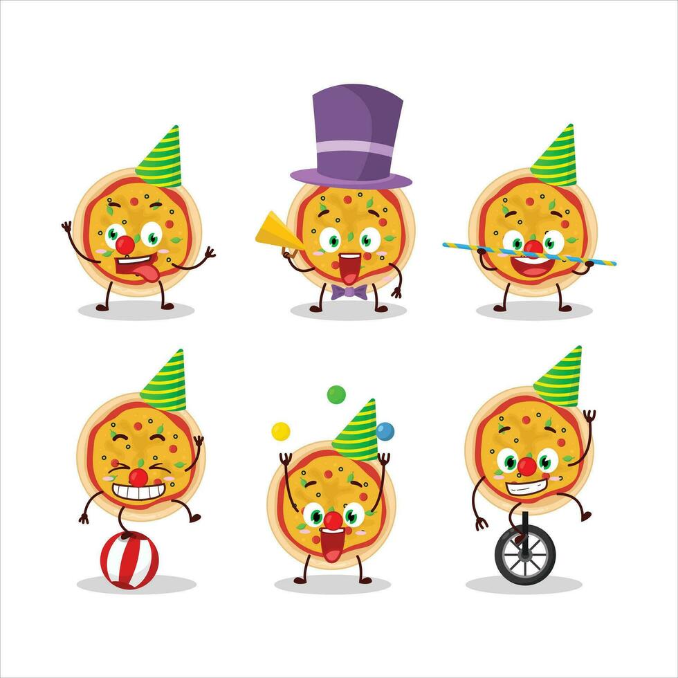 dibujos animados personaje de griego Pizza con varios circo muestra vector