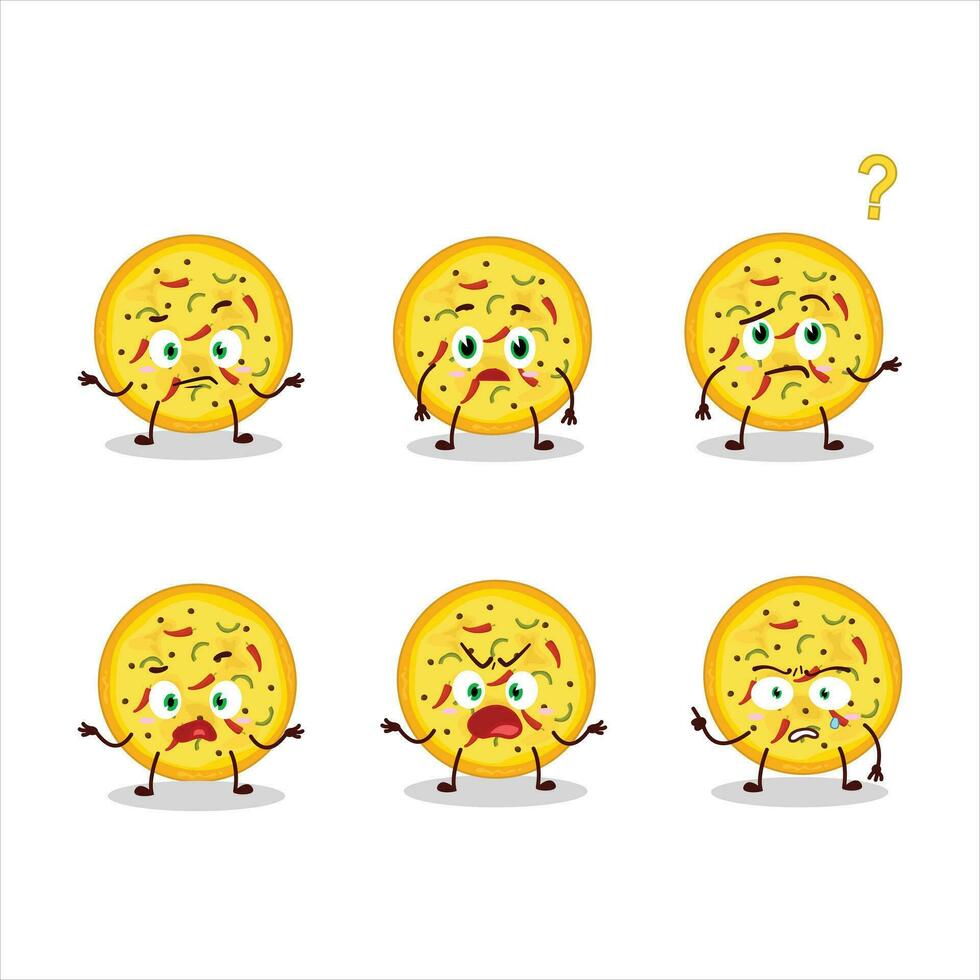 Cartoon character of mexican pizza with what expression vector