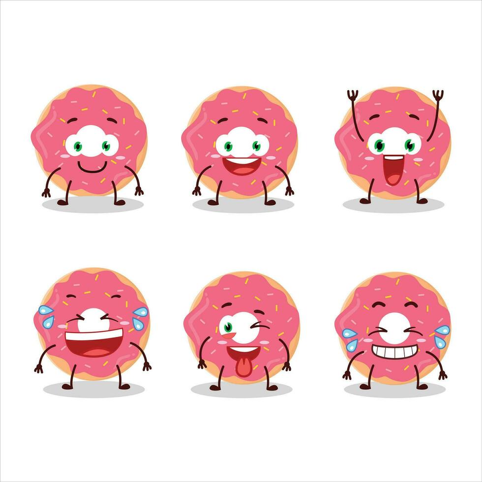 Cartoon character of strawberry donut with smile expression vector