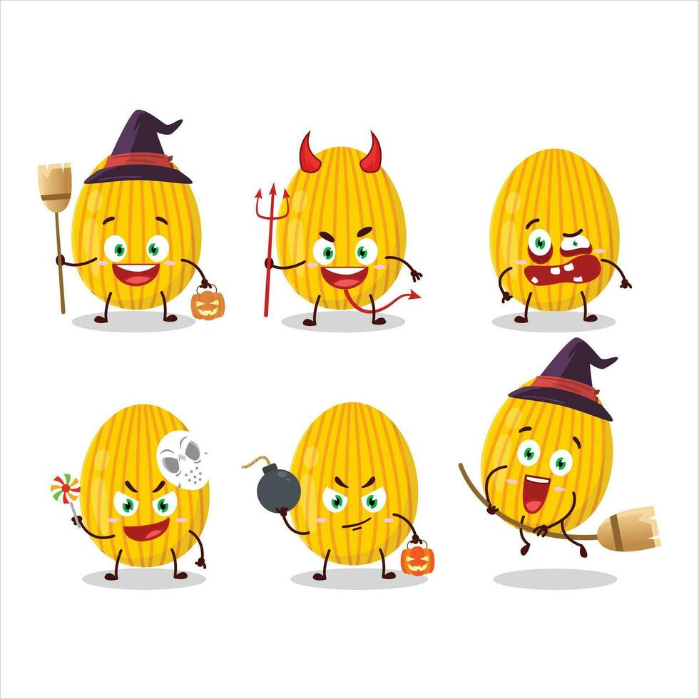 Halloween expression emoticons with cartoon character of amber easter egg vector