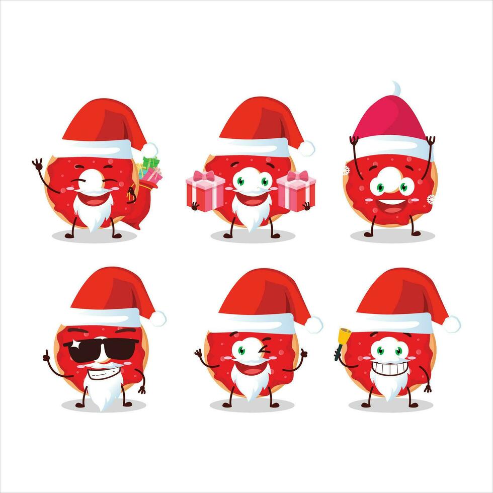 Santa Claus emoticons with raspberry donut cartoon character vector