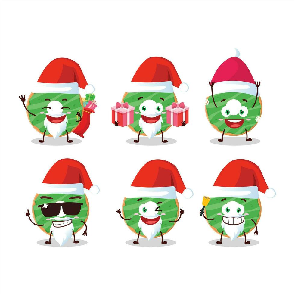 Papa Noel claus emoticones con cocopandan rosquilla dibujos animados personaje vector