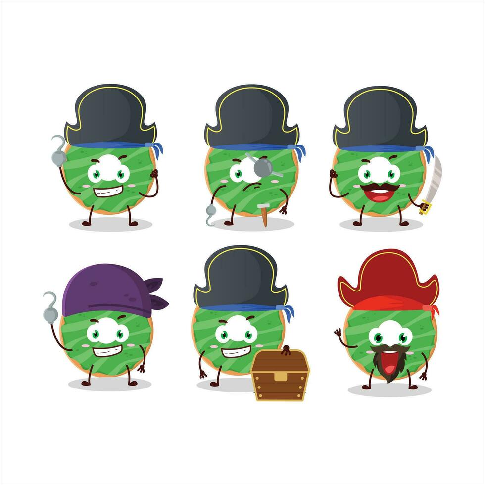 Cartoon character of cocopandan donut with various pirates emoticons vector