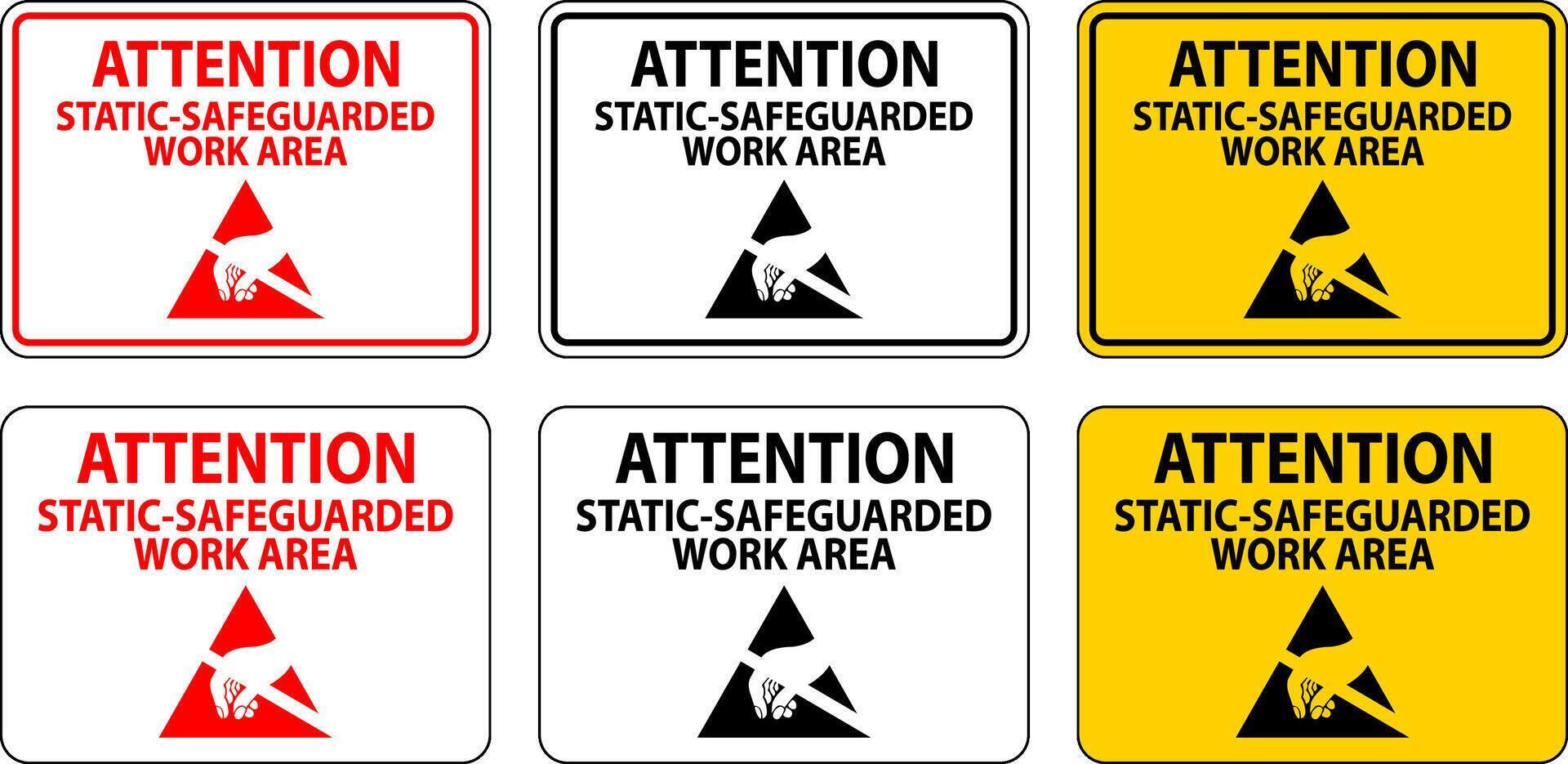 Static Warning Sign Attention - Static-Safeguarded Work Area vector