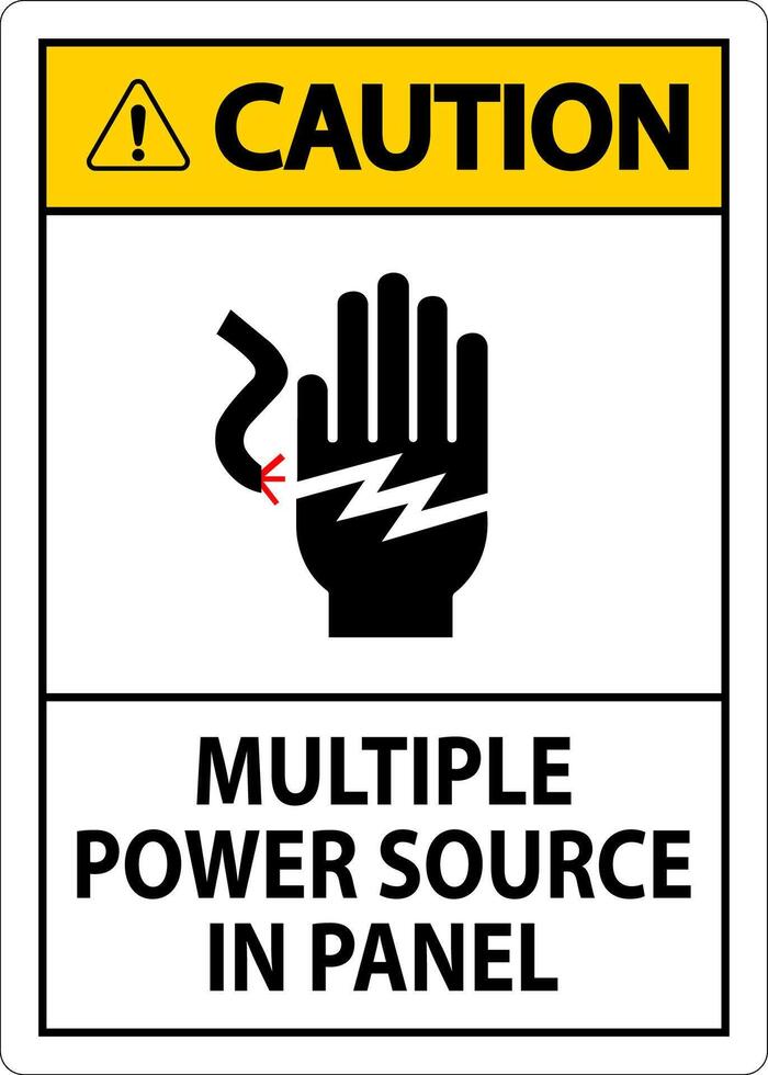 Caution Sign Multiple Power Source In Panel vector