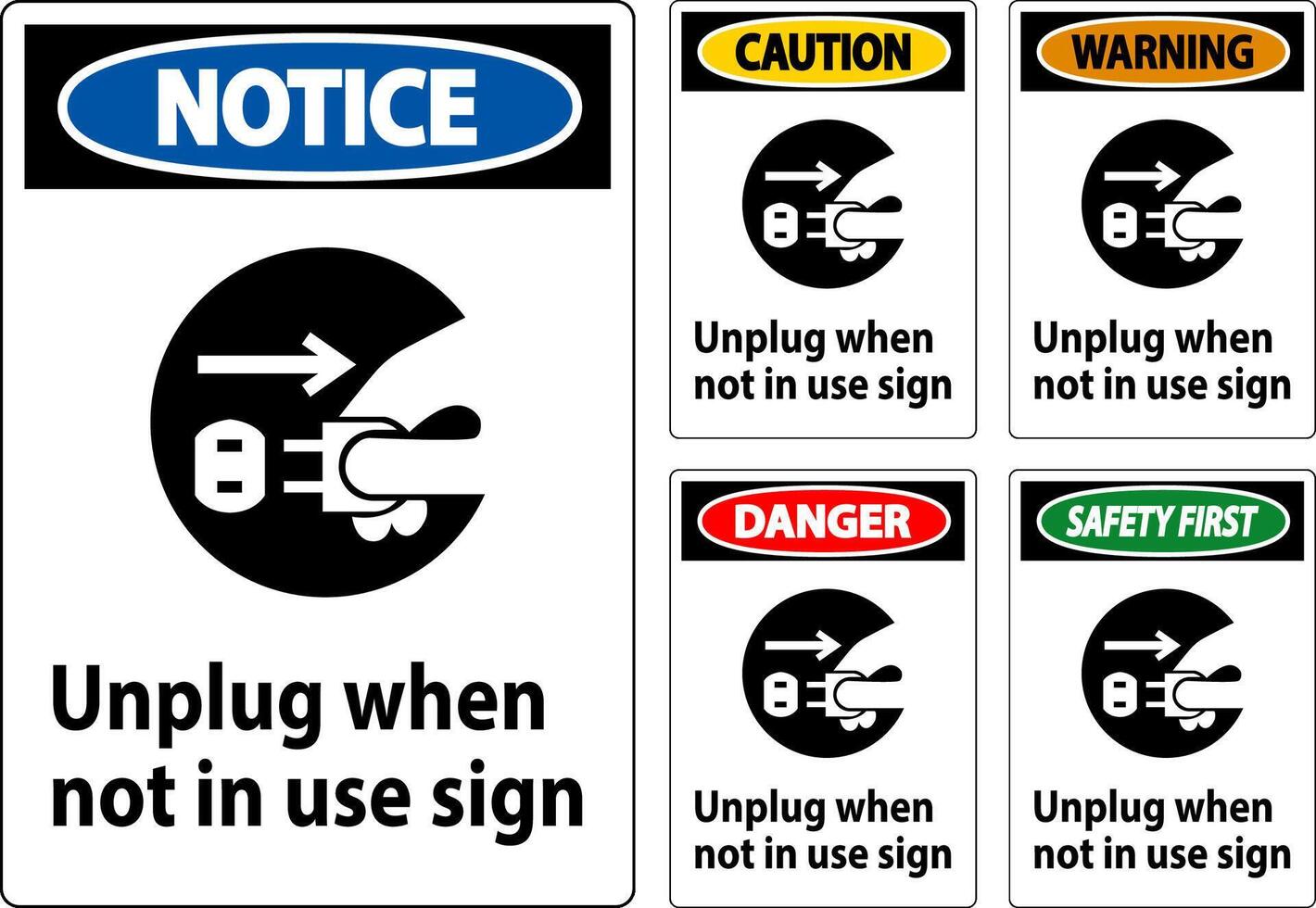 Warning Unplug When Not In Use Symbol Sign vector