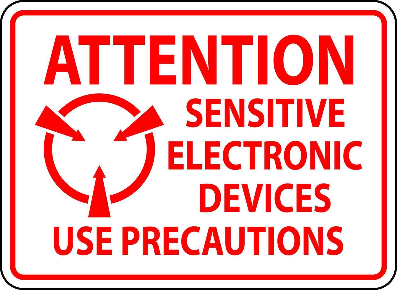 Static Warning Sign Attention - Sensitive Electronic Devices Use Precautions vector