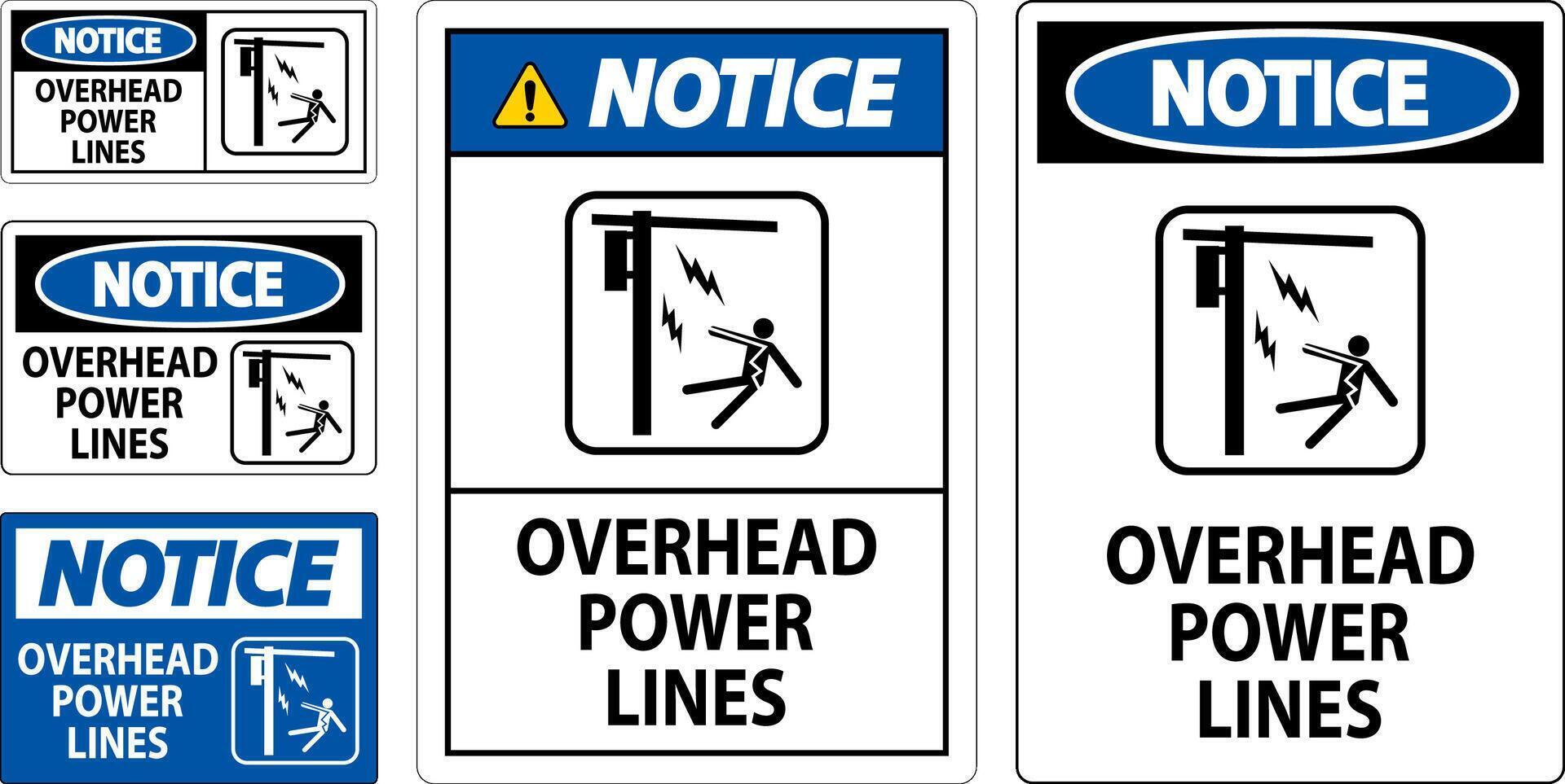 Notice Sign Overhead Power Lines vector