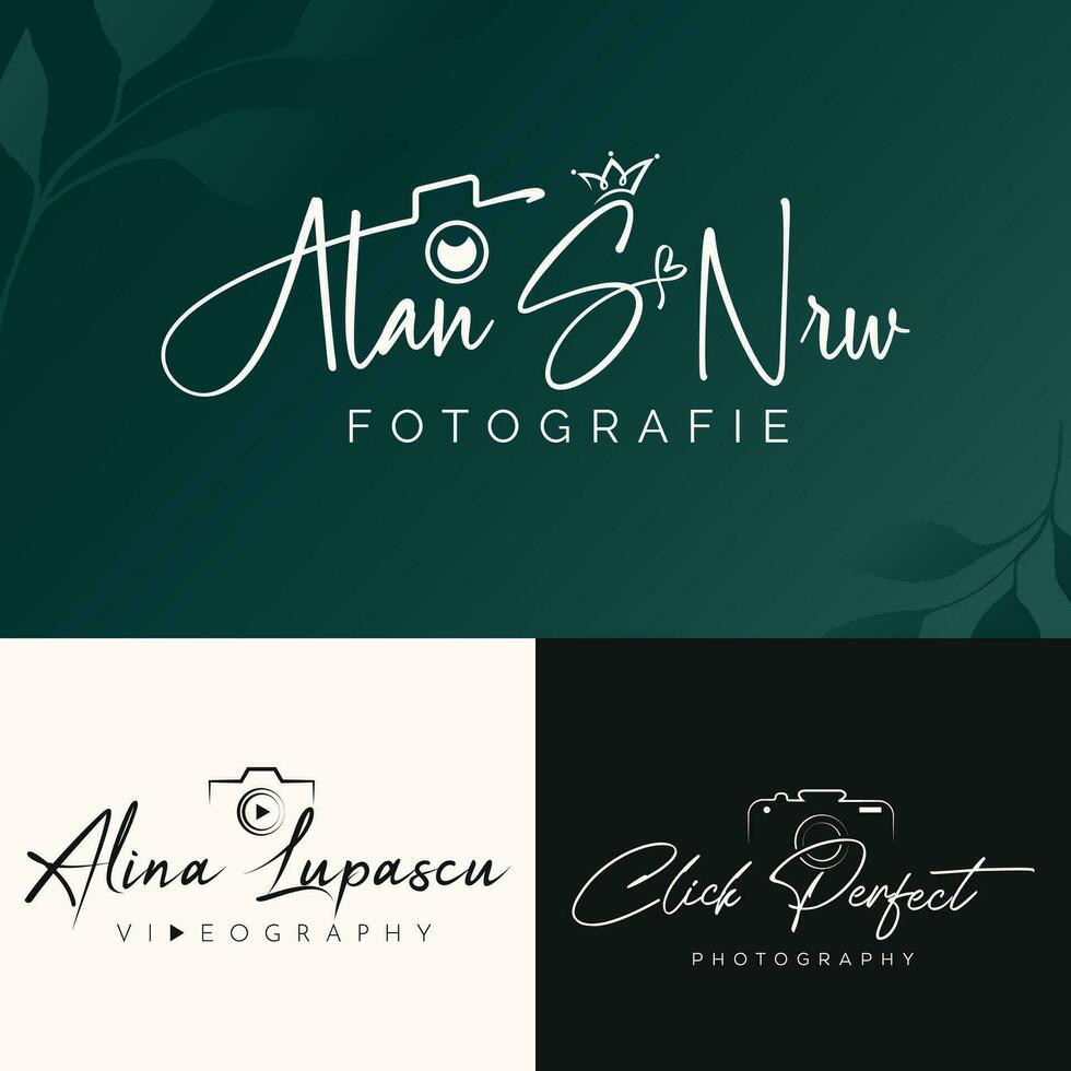 natural luxury signature and photography logo vector