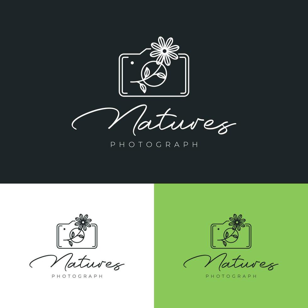 natural luxury signature and photography logo vector