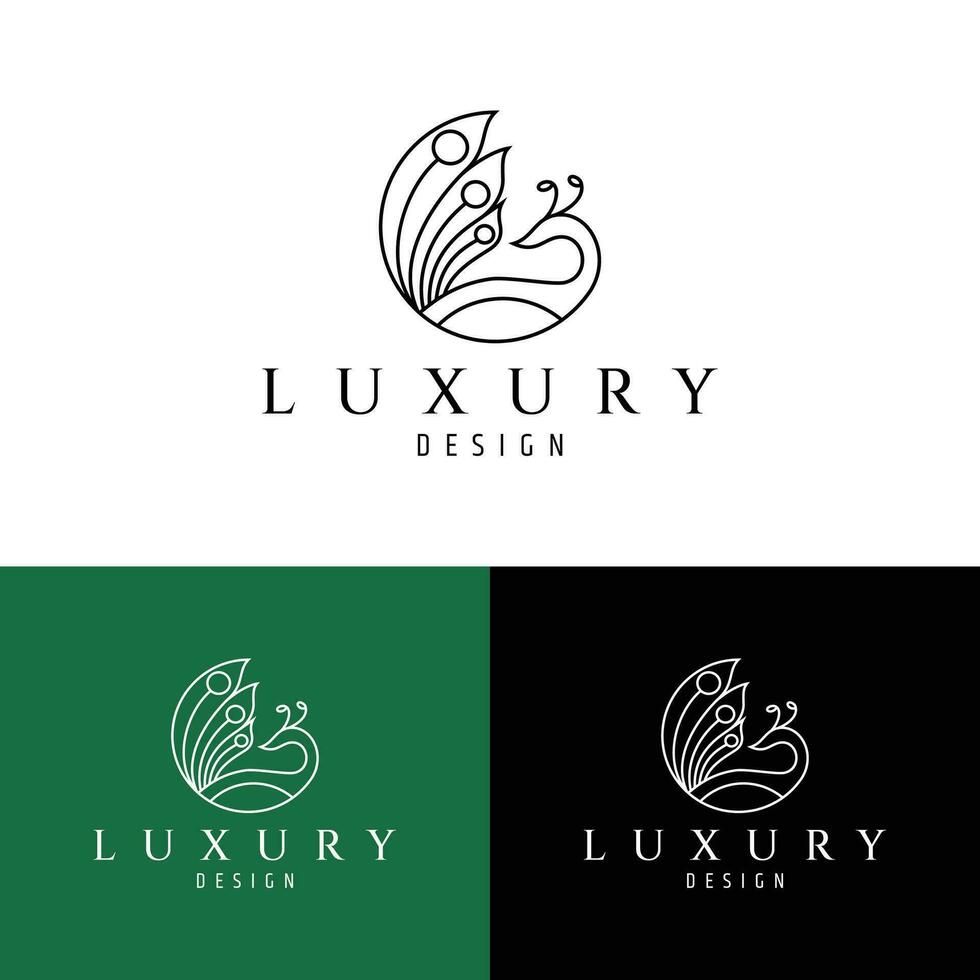 minimalist line art luxury logo vector