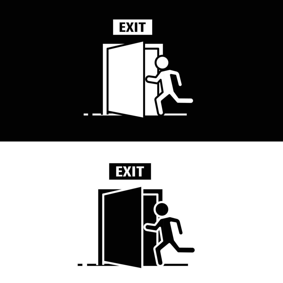 Exit Sign Symbol. Rapid Egress Through Door. Escape Emergency. vector