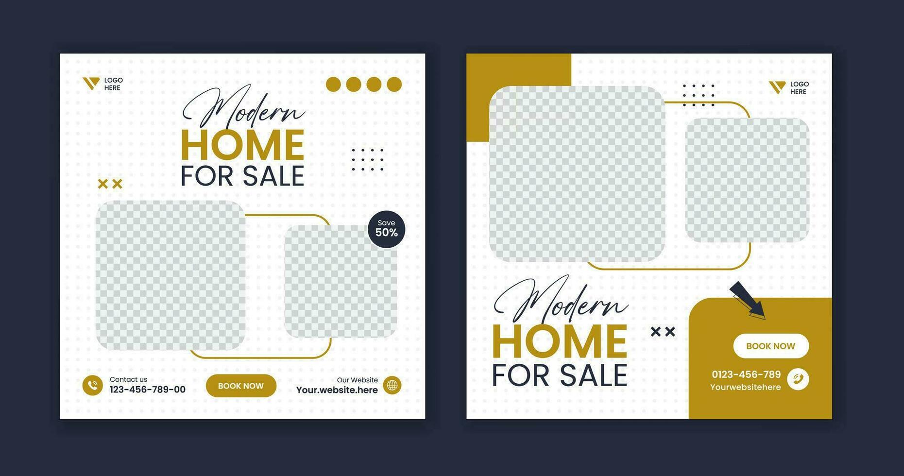 Creative Real Estate Social Media Post Template, Editable Square Post design, Social Media Banners vector