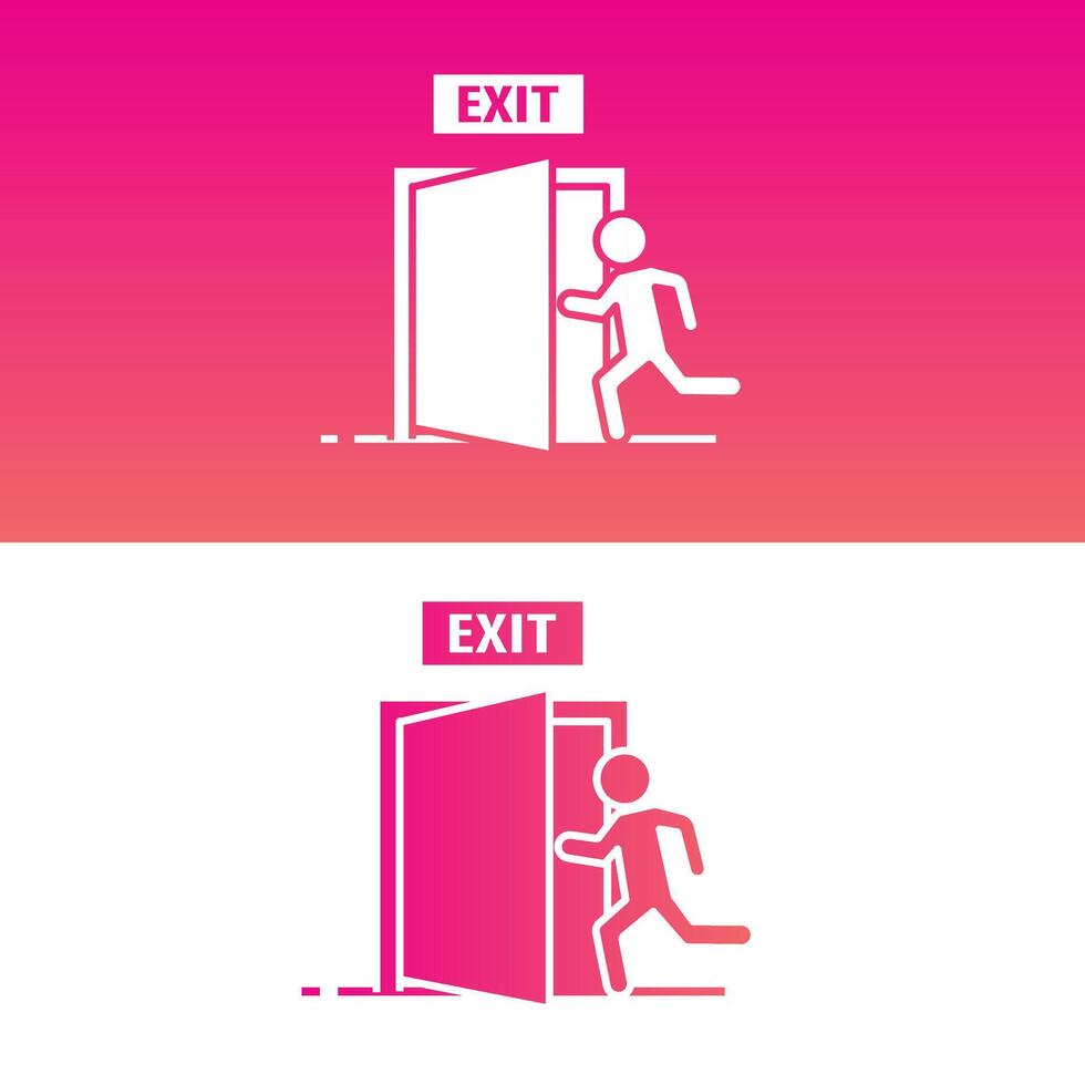 Exit Sign Symbol. Rapid Egress Through Door. Escape Emergency. vector
