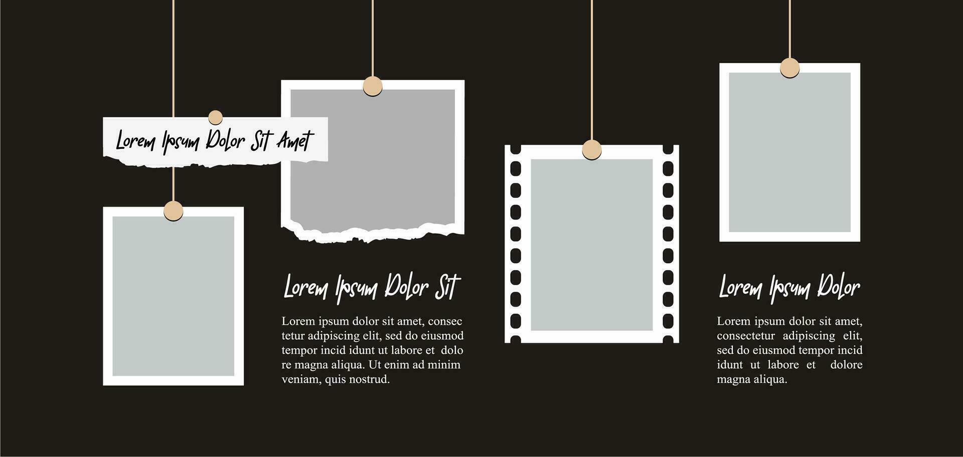 Pictures or photos frame collage. comics page grid layout abstract photo frames and digital photo wall template vector