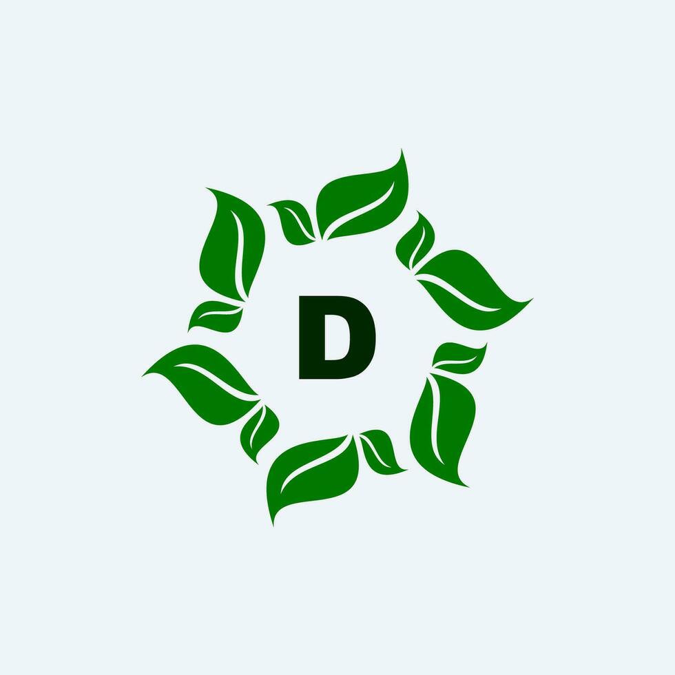 leaf and letter d logo design vector