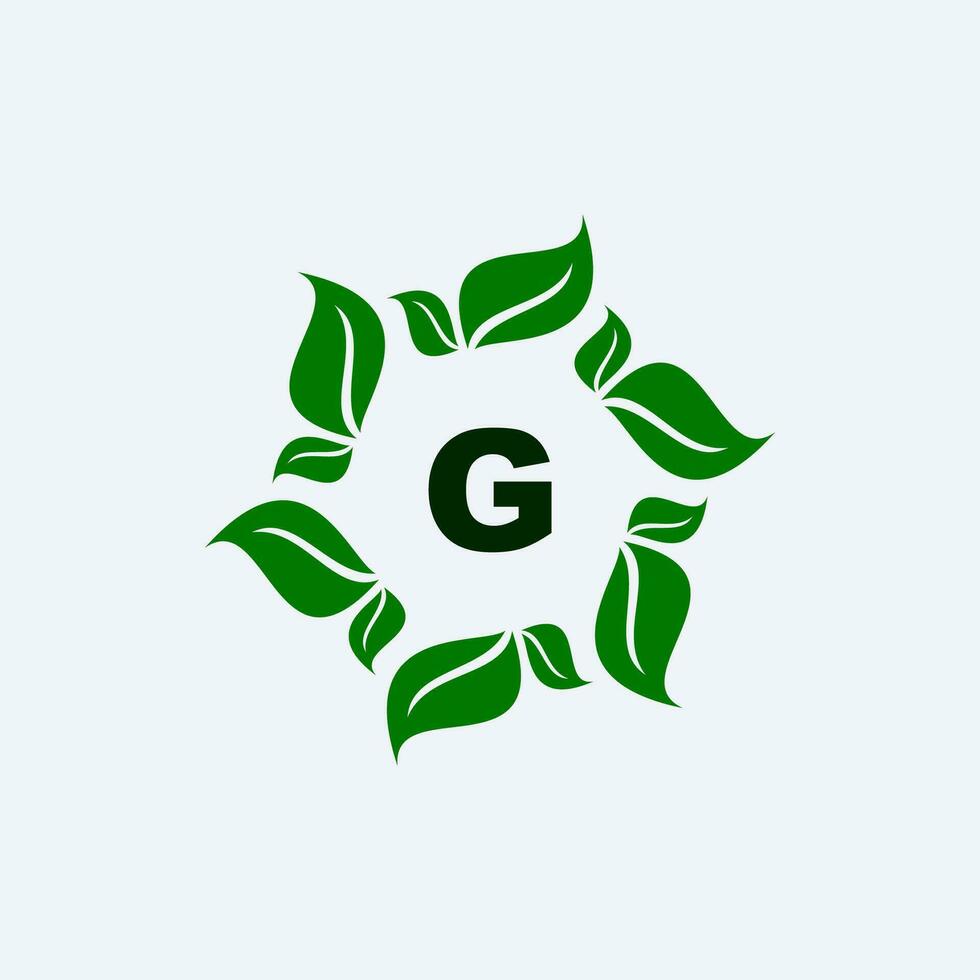 letter g and leaf logo design vector