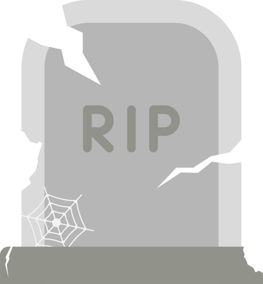 Grave icon vector illustration for Halloween event celebration. Broken gravestone icon that can be used as symbol, sign or decoration. Tombstone icon graphic resource for happy Halloween vector design