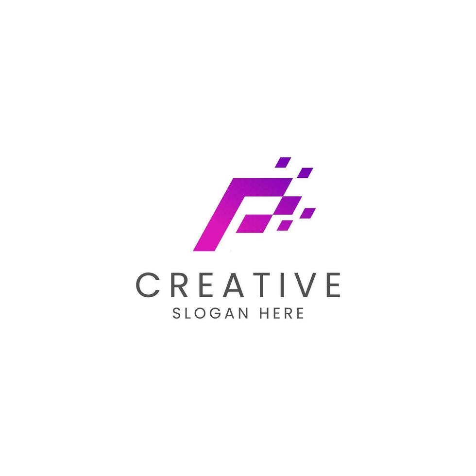 Alphabet Letter P tech logo design vector template