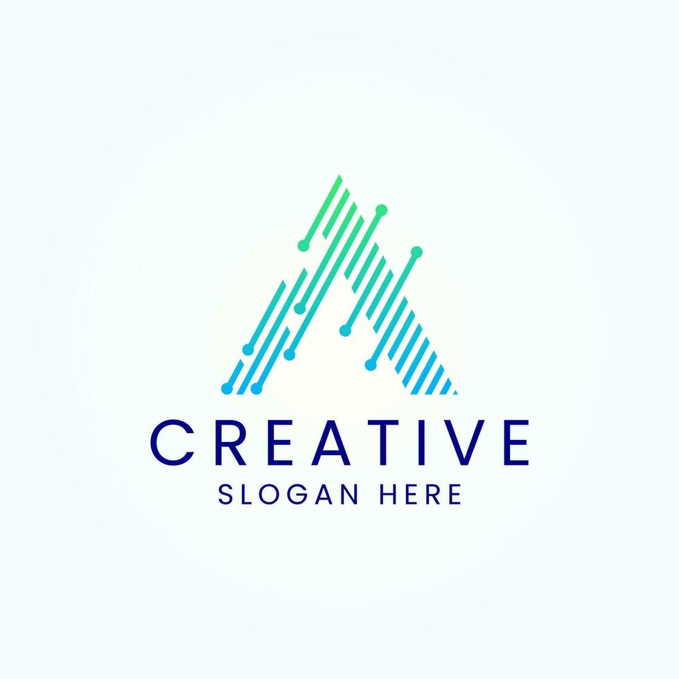 Alphabet Letter A tech logo design vector template