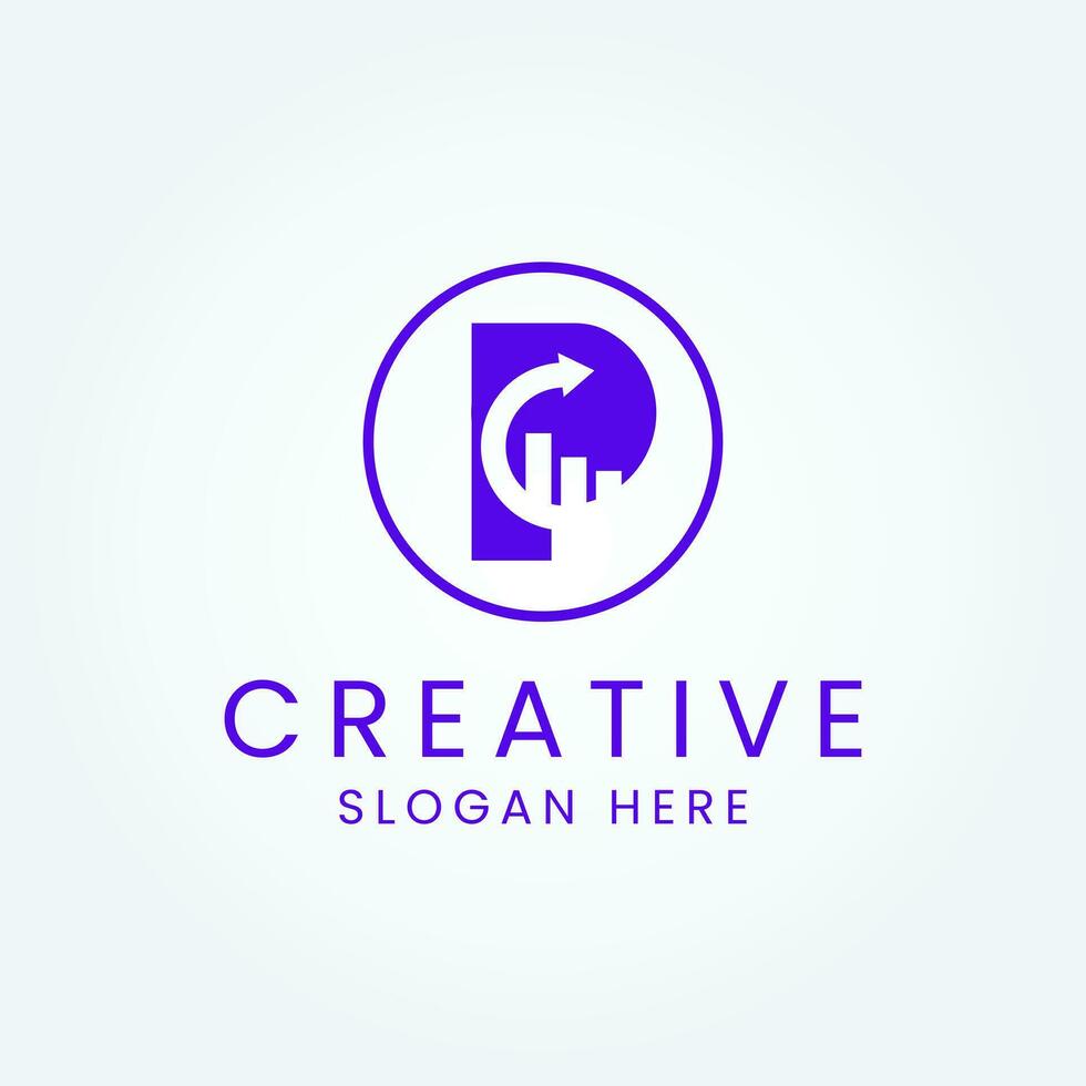 Creative letter P financial chart logo design vector image