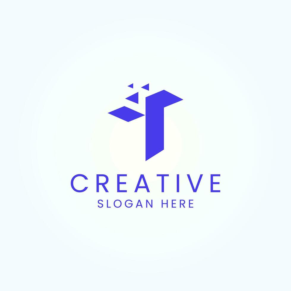 Alphabet Letter T tech logo design vector template