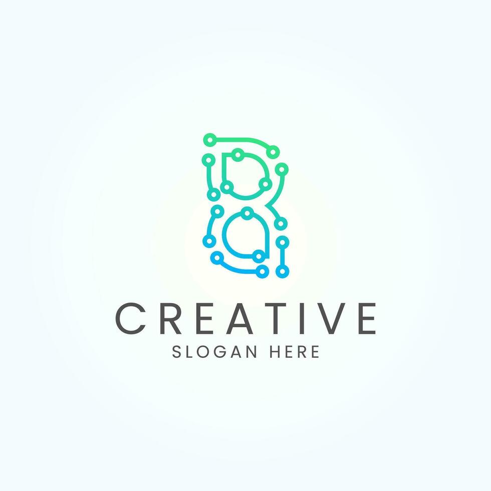 Letter B technology line dot connection logo design vector