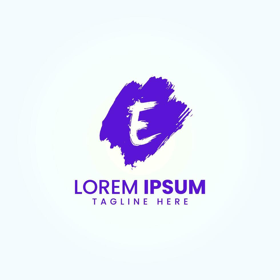 Abstract Letter E Grunge brush logo design vector template
