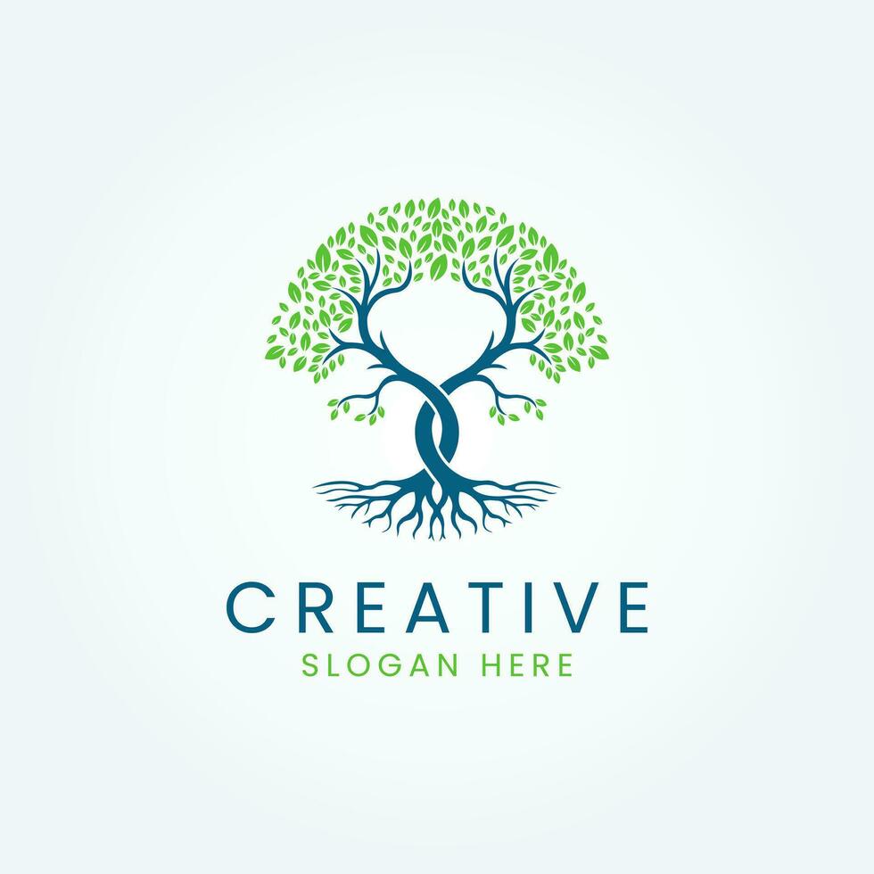 Nature Circle tree landscapes logo design vector image