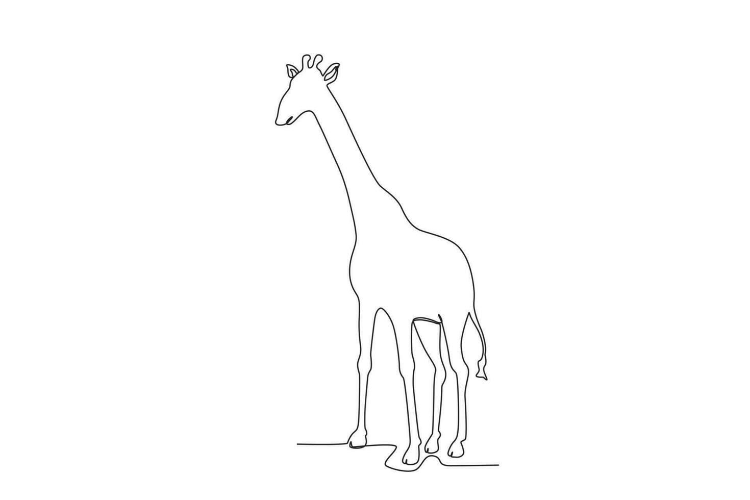 Single one line drawing of a giraffe. Continuous line draw design graphic vector illustration.