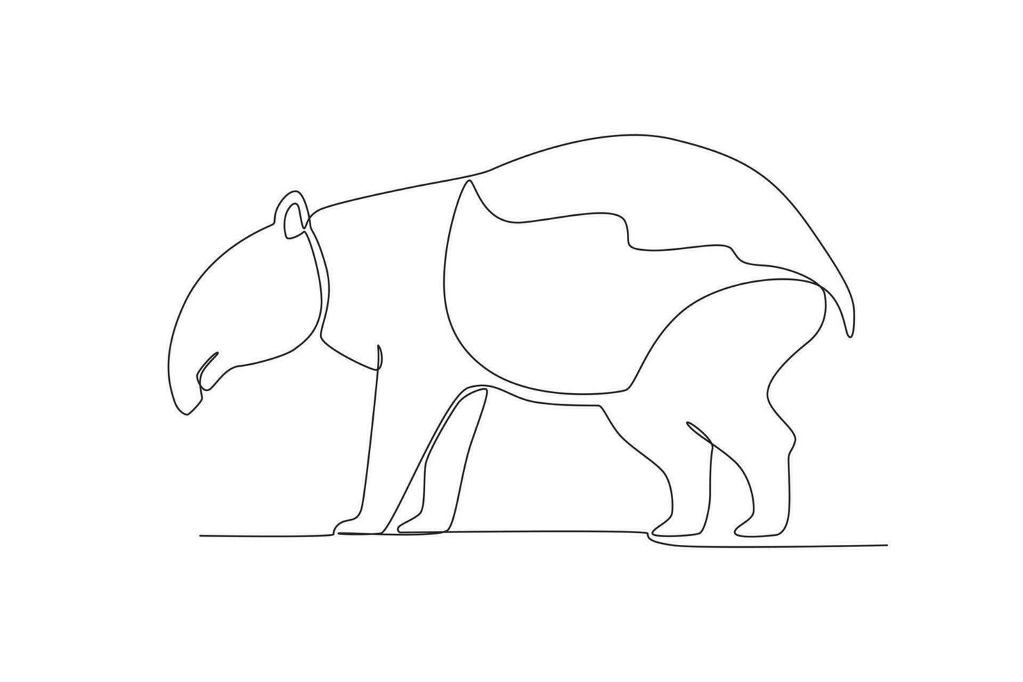 soltero uno línea dibujo de un tapir. continuo línea dibujar diseño gráfico vector ilustración.