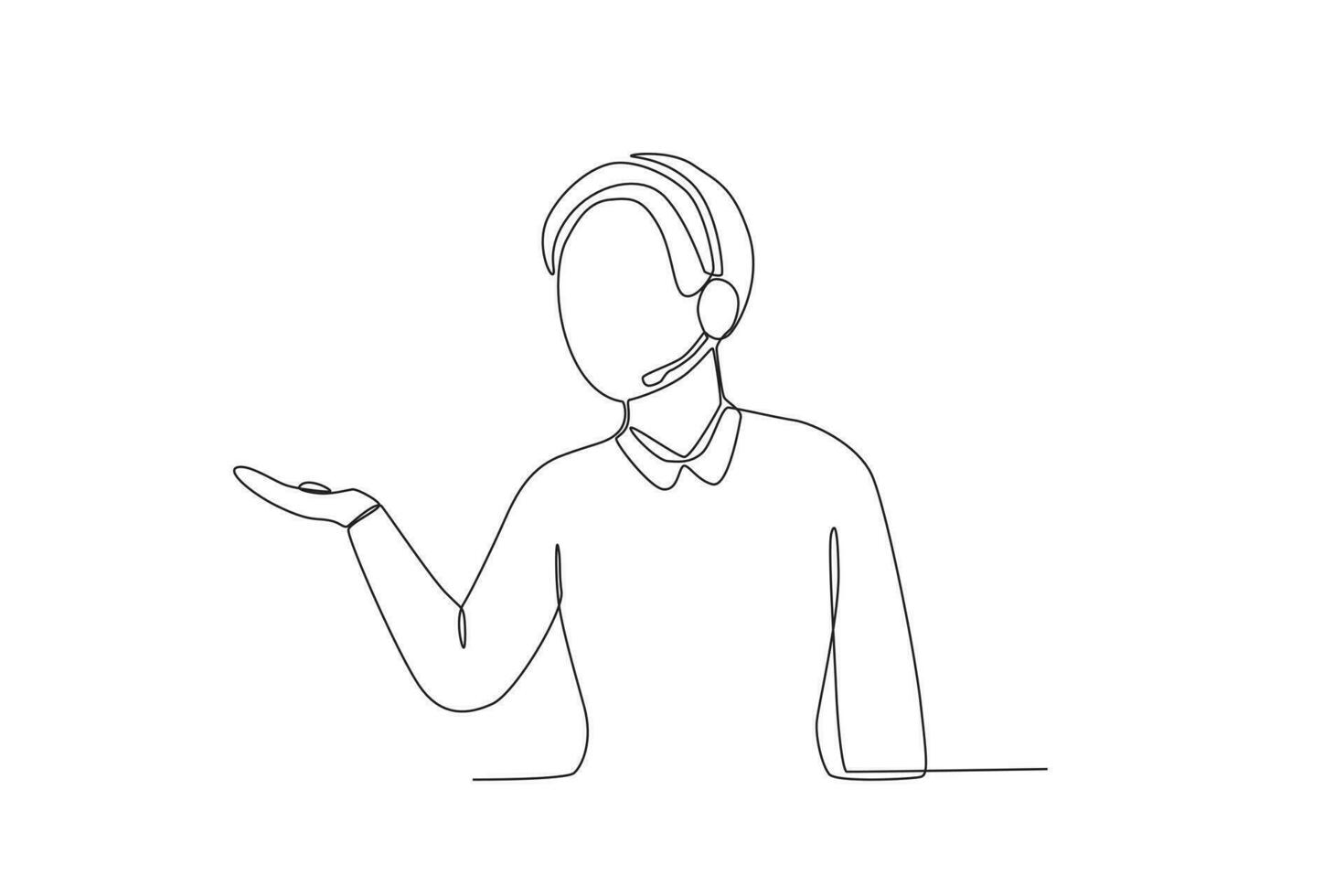 One continuous line drawing group of customer service man helping customer vector